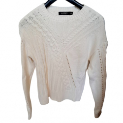 LAUREN Ralph Lauren Pullover LAUREN RALPH LAUREN en maille luxueuse torsadée et ajourée, matière douce et cocooning, neuf