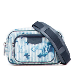 Louis Vuitton AB Louis Vuitton Blue Denim Fabric Monogram Watercolor Hickory Stripes Outdoor Pouch Italy