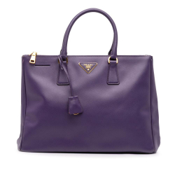 Prada B Prada Purple Violet Saffiano Leather Large Lux Galleria Double Zip Satchel Italy