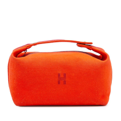 Hermès B Hermès Orange with Red Dark Red Canvas Fabric Large Toile Bride A Brac Case France