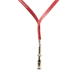 Hermès AB Hermès Red with Silver Calf Leather Ultrasonic Dog Whistle Necklace France