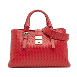 Bottega Veneta B Bottega Veneta Red Nappa Leather Leather Small Nappa Intrecciato Roma Satchel Italy
