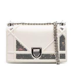 Christian Dior AB Dior White Calf Leather Small skin Diorama Sequin Flap Italy