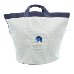 Hermès AB Hermès Blue Light Blue Canvas Fabric Toile Basket Tote France