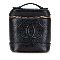 Chanel B Chanel Black Caviar Leather Leather CC Caviar Vanity Bag France