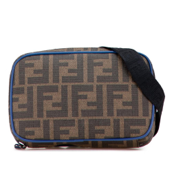 Fendi AB Fendi Brown Coated Canvas Fabric Zucca Camera Bag Italy