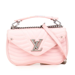 Louis Vuitton New Wave Chain MM Leather 2-Ways Flap Crossbody Pink