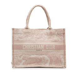 Christian Dior B Dior Pink Light Pink Canvas Fabric Medium Toile de Jouy Book Tote Italy