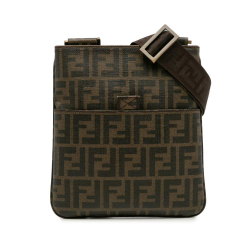 Fendi B Fendi Brown Coated Canvas Fabric Zucca Spalmati Crossbody Italy