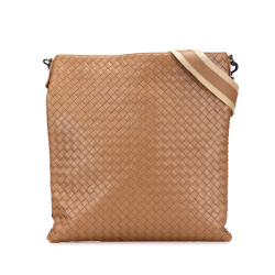 Bottega Veneta B Bottega Veneta Brown Light Brown Nappa Leather Leather Nappa Intrecciato Crossbody Italy