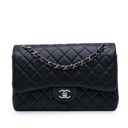 Chanel Classic Double Flap Jumbo Lambskin Leather Matelassè Handbag Blue