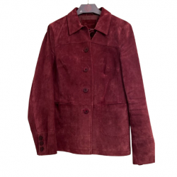 MONSOON Veste droite en daim bordeaux