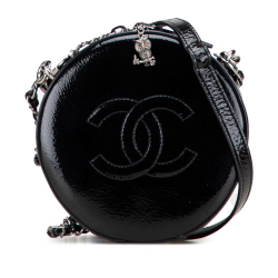 Chanel AB Chanel Black Patent Leather Leather Patent Round As Earth Bag Italy