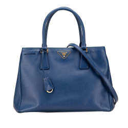 Prada B Prada Blue Saffiano Leather Medium Lux Galleria Satchel Italy