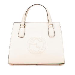 Gucci B Gucci White Ivory Calf Leather Medium Dollar Soho Top Handle Convertible Tote Italy