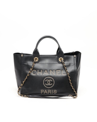 Chanel Caviar Studded Deauville PM Tote Bag
