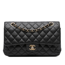 Chanel B Chanel Black Caviar Leather Leather Medium Classic Caviar Double Flap Italy