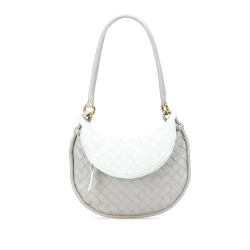Bottega Veneta Gray Small Bicolor Lambskin Intrecciato Gemelli Bag Italy
