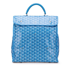 Goyard B Goyard Blue Coated Canvas Fabric Goyardine Saint Leger Backpack France