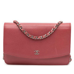Chanel B Chanel Red Caviar Leather Leather CC Caviar Sevruga Wallet On Chain Italy