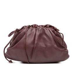 Bottega Veneta B Bottega Veneta Red Burgundy Lambskin Leather Leather Lambskin The Mini Pouch Crossbody Italy