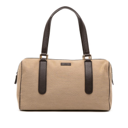 Gucci B Gucci Brown Beige Canvas Fabric Boston Italy