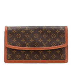 Louis Vuitton B Louis Vuitton Brown Monogram Canvas Fabric Monogram Pochette Dame GM France