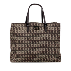 Fendi B Fendi Brown Dark Brown Canvas Fabric Zucchino Tote Italy