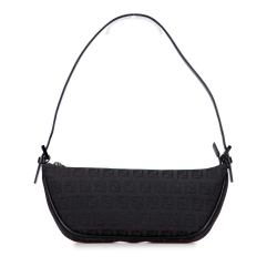 Fendi B Fendi Black Canvas Fabric Zucchino Pochette Italy