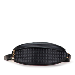 Celine B Celine Black Calf Leather Quilted skin C Charm Belt Bag Italy