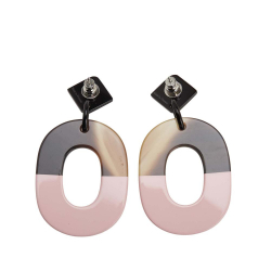 Hermès AB Hermès Pink Palladium Metal Plated Buffalo Horn and Lacquered Wood Isthme Earrings Vietnam