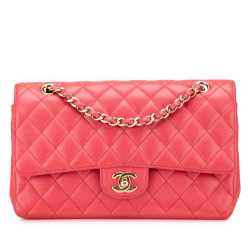 Chanel AB Chanel Pink Strawberry Caviar Leather Leather Medium Classic Caviar Double Flap France