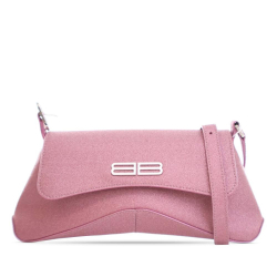 Balenciaga AB Balenciaga Pink Polyester Fabric Small Glitter XX Flap Italy