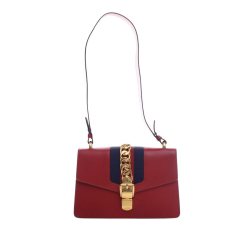 Gucci B Gucci Red Calf Leather Small Sylvie Web Satchel Italy