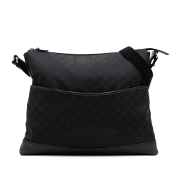 Gucci B Gucci Black Canvas Fabric GG Crossbody Italy