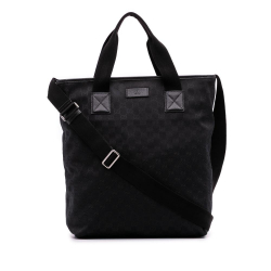 Gucci B Gucci Black Canvas Fabric GG Tote Italy