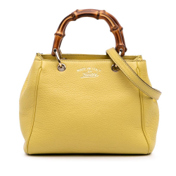 Gucci AB Gucci Yellow Calf Leather Mini skin Bamboo Shopper Satchel Italy