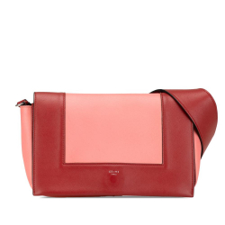Celine B Celine Pink Salmon with Red Calf Leather Frame Shoulder Bag Italy