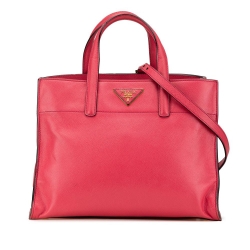 Prada B Prada Pink Saffiano Leather Soft Triple Pocket Tote Italy