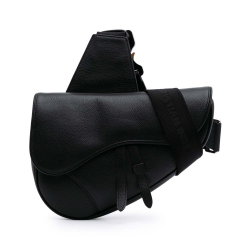 Christian Dior AB Dior Black Calf Leather Grained skin Saddle Bag Italy