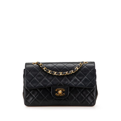 Chanel B Chanel Black Lambskin Leather Leather Small Classic Lambskin Double Flap France
