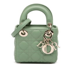 Christian Dior AB Dior Green Mint Lambskin Leather Leather Micro Lambskin Cannage Lady Dior Italy