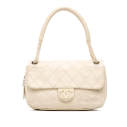 Chanel B Chanel White Ivory Calf Leather Quilted skin Expandable Zip Yacht Flap Italy
