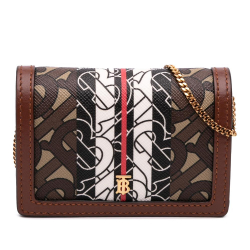 Burberry AB Burberry Brown Coated Canvas Fabric Monogram Stripe E-Canvas Jessie TB Wallet On Chain Moldova