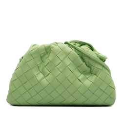 Bottega Veneta Green Nappa Intrecciato The Mini Pouch Crossbody Italy