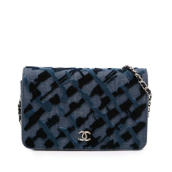 Chanel AB Chanel Blue Denim Denim Fabric and Velvet Wallet On Chain Italy