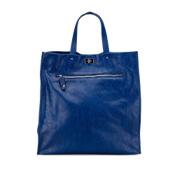 Valentino B Valentino Blue Calf Leather Rockstud Turnlock Tote Italy