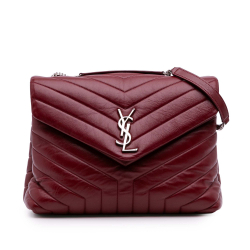 Saint Laurent Loulou Medium Leather Chevron Quilted Envelope Shoulder Bag Red
