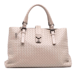 Bottega Veneta B Bottega Veneta Brown Light Beige Nappa Leather Leather Medium Nappa Intrecciato Roma Tote Italy