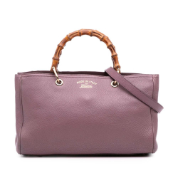 Gucci B Gucci Purple Calf Leather Medium skin Bamboo Shopper Satchel Italy